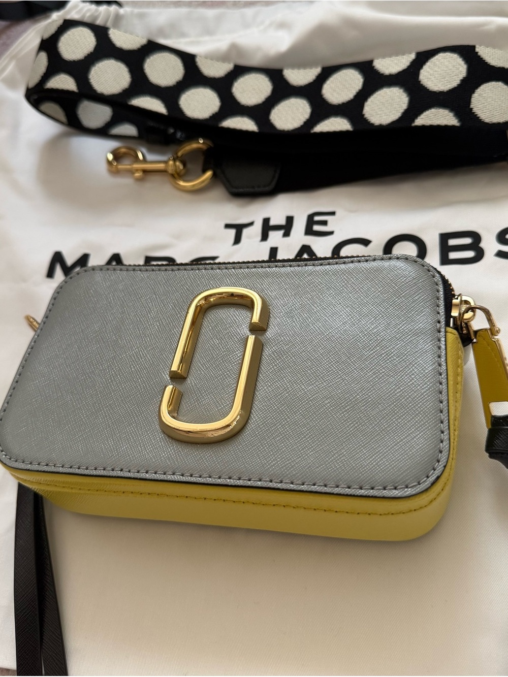 Marc Jacobs Two-Tone Snapshot Camera Bag in Silver and Yellow
